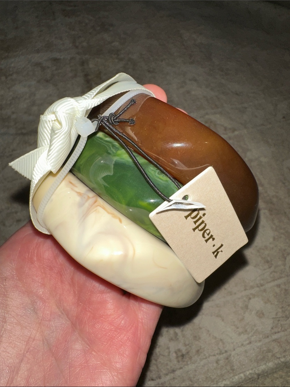 Piper K Set Of 3 Chunky Marbleized Bangle Stack Bracelets NWT
